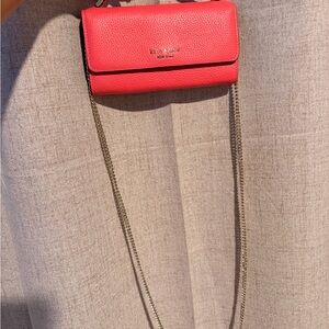 kate spade Coral Pebbled Leather Crossbody with Gold Chain